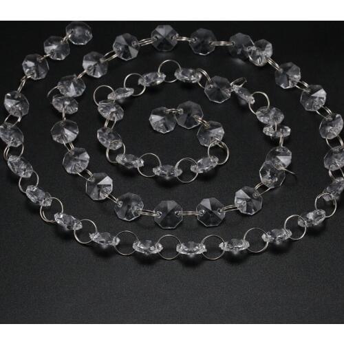 3 Meters Crystal Clear Acrylic Bead Garland Chandelier Hanging Vintage Boda Decoration Wedding Birthday Event&Party Supplies