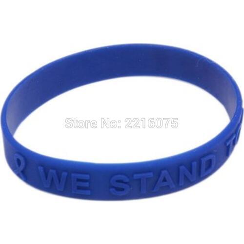 300pcs embossed we stand together ribbon silicone wristband rubber bracelets free shipping by DHL express