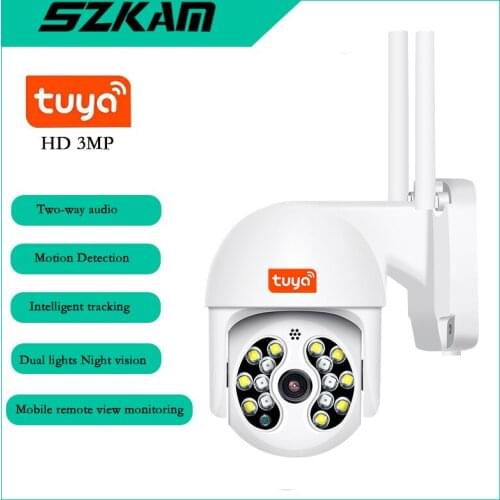 3MP HD IP Camera WIFI Tuya Outdoor Security PTZ Camera Smart Life APP Speed Dome Camera Motion Detection Video Surveillance CCTV