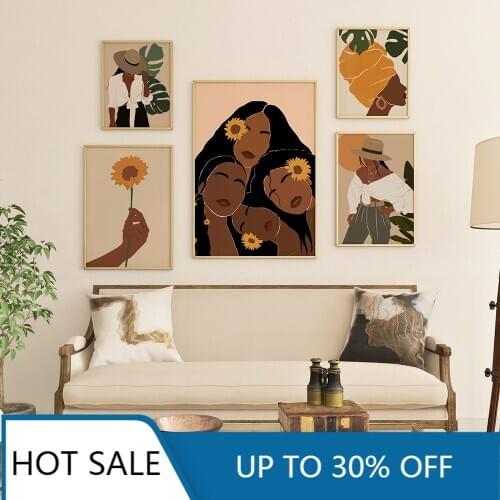 Africa Boho Queen Black Woman Nordic Wall Art Canvas Painting Posters Prints Abstract Wall Pictures For Aesthetic Home Decoratio