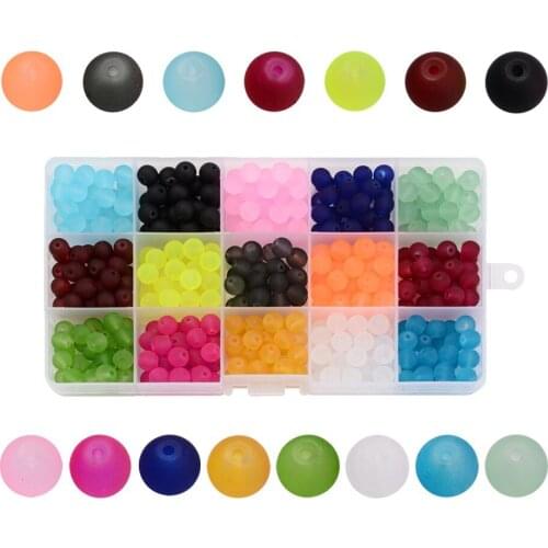 15 Colors Multiple Frosted Transparent Glass round Beads Boxed Handmade DIY Beaded Jewelry Accessories jewelry beads