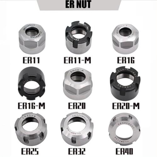 1PCS 5PCS Precision Balanced ER Collet Nut ER8A ER11A ER16A ER20A ER16M ER25UM Spring Clamping CNC Milling Engraving Machine