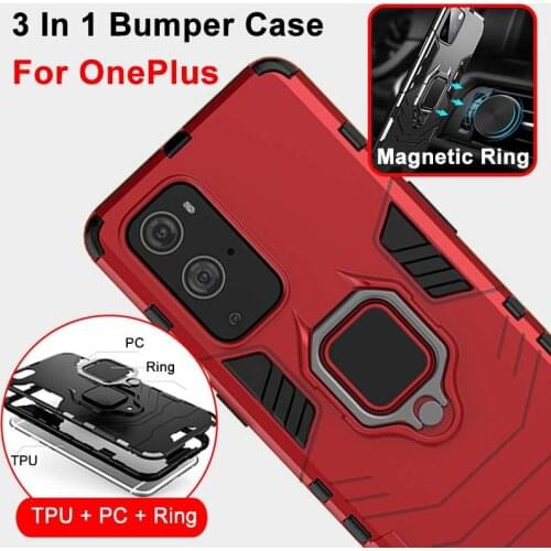 Mecha Magnetic Ring Stand Case For OnePlus 9 9R 8 8T 6T 7 7T Pro Nord N10 5G N100 Back Cover Protector Bumper Shell with Holder