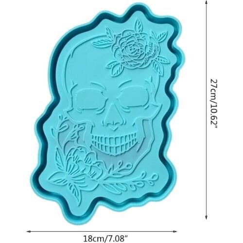 Skull Tray Epoxy Resin Mold Serving Plate Board Coaster Casting Silicone Mould DIY Crafts Jewelry Home Decorations Tool T5UF