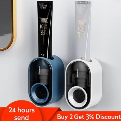 Toothpaste Dispenser Bathroom Holder Accessories Home Storage Organizer Mount Automatic Squeezer Wall Mounted Toothpaste Rack