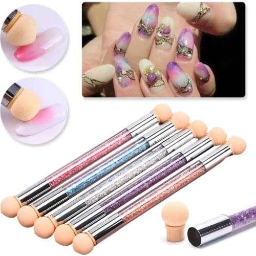 Double Head Gradient Nail Brushes Sponges Ombre Designs Gel Nail Polish Glitter Powder Painting Drawing Acrylic Manicure Tool