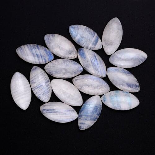 Horse Eye Cut Natural Moonstone 5x10MM Loose Stones with Blue light Wholesale Decoration Gemstone Jewelry Gift 10 pcs/set