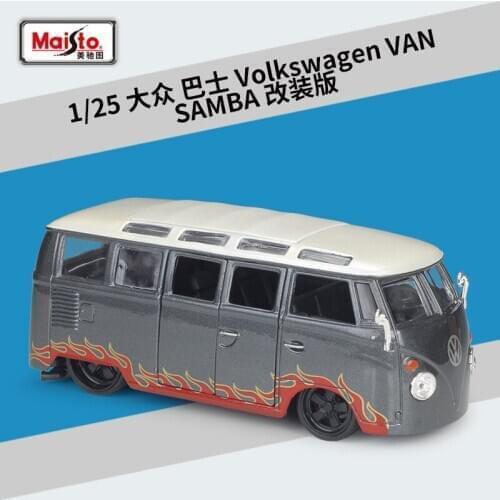 Maisto 1:24 Die Cast VW Volkswagen VAN SAMBA bAlloy Metal Model Car Bus High Static Simulator Adult Collection Christmas Gift