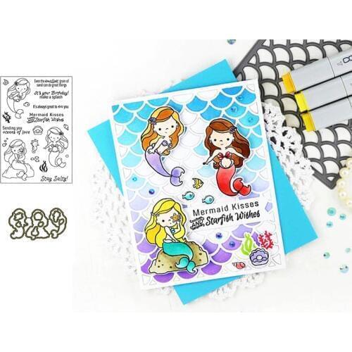 Cute Cartoon Mermaid Stamp And Dies Stencils for DIY Scrapbooking Album Stamp Card Embossing New 2019 Cutting Dies