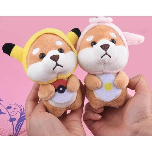 Cute 13cm Akita Shiba Inu Plush Doll Toy Animal Keychain Mini Cartoon Puppy Dog Dolls Pendant