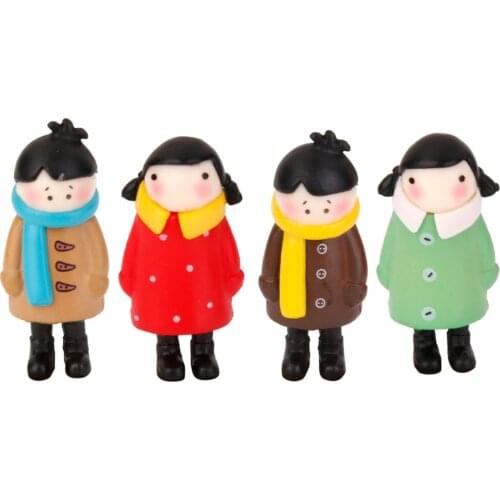 1 Set 4 Depressed Girls Miniature Bonsai DIY Craft Terrarium Figurine Resin Landscape Decor