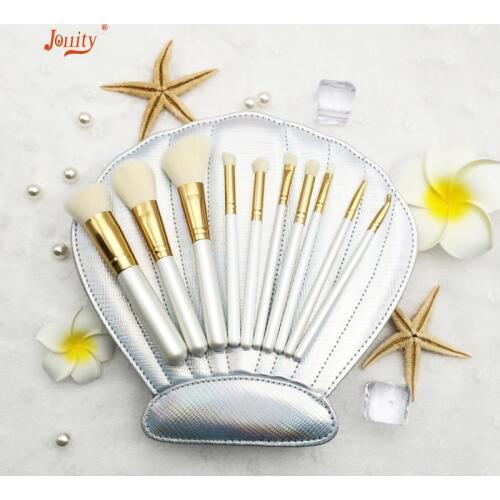 Jollity 10 pcs Makeup Brushes Set with PU Leather Packaging Powder Foundation Eyeshadow Beauty Make Up Tools Cosmetics Brush Kit