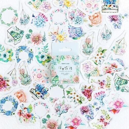 46pcs/box Flowers And Plants DIY Scrapbooking Sticker Notebook Memo Pad Decorative Sticker Kawaii Planner Escolar Stationery