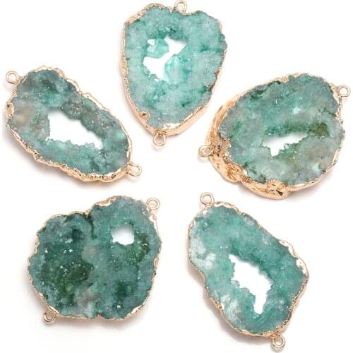 Natural Agates Stone Pendant Connectors Irregular Druzy Geode Agates Stone Link Charms for Jewelry Making Necklace Bracelet Gift