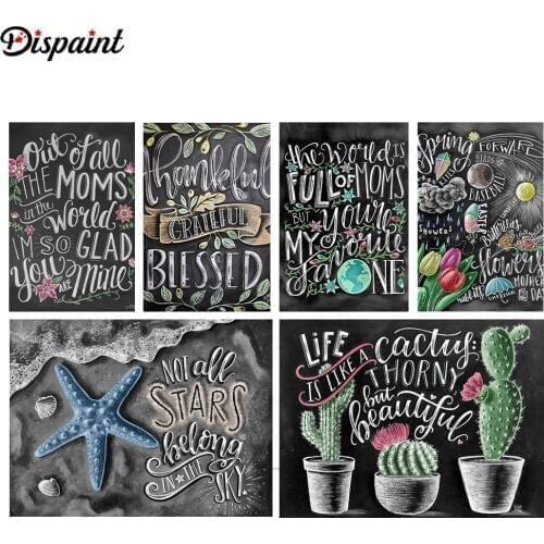 Dispaint Full Square/Round Drill 5D DIY Diamond Painting "Black Board Text" 3D Embroidery Cross Stitch 3D Home Decor Gift