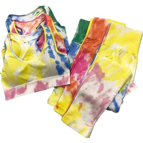 2021 NEW Dyeing Seamless yoga set gym fitness clothing sportswear high waist gym leggings suit sports bra sports suits yoga top