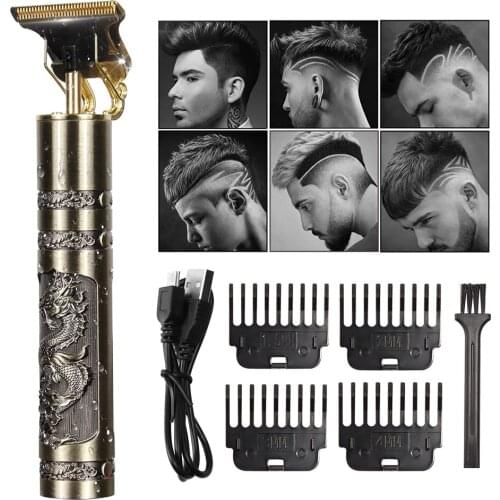 2021 New Vintage T9 Hair Trimmer Electric Clipper USB Rechargeable Razor 0mm Baldheaded Cutter For Mens Beard Shaving Machine