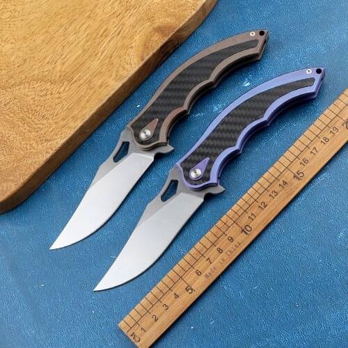 Outdoor Pocket Wing Claw Folding M390 Steel TC4 Titanium + Carbon Fiber Handle Camping Hunting EDC Tool Kitchen Fruit Knife