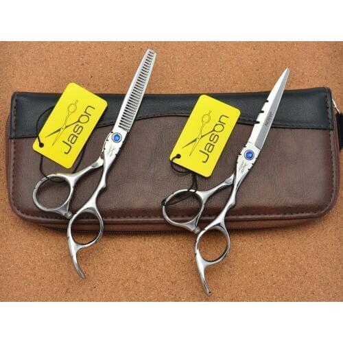 5.5 inch Brand Jason TOP GRADE Hairdressing Scissors 440C Professional Barbers Cutting Scissors Thinning Shears Hair Scissors