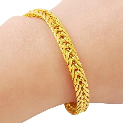 24K Gold Bracelet Sideways 5MM Keel Gold-Plated Fashion Bracelet, Suitable For WomenS Jewelry Gifts