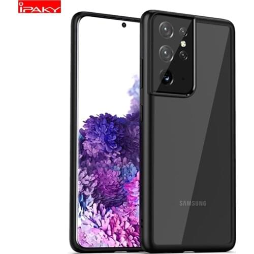 For Samsung S21 Case IPAKY S20 S21 Plus Transparent Impact Resistant TPU+PC Hybrid Shockproof for Samsung S20 S21 Ultra Case