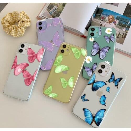 Clear Butterfly Case For Xiaomi Redmi Note 10 9 8 7 Pro 8T 9s 10s 6 5 9C Mi Poco X3 NFC M3 A3 9T 9 SE 10 11 10T Lite TPU Cover