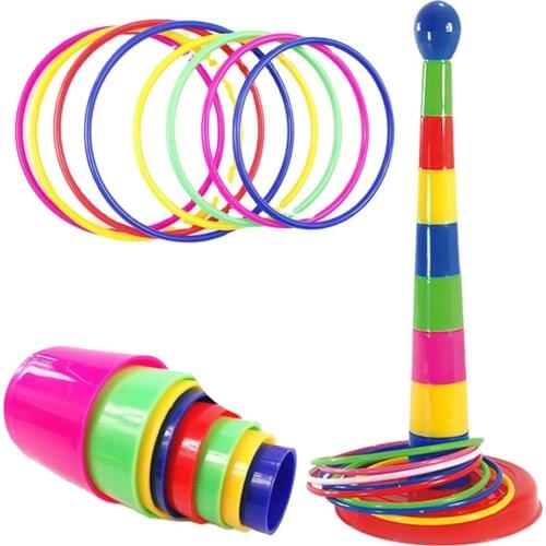 Children Outdoor Fun & Toy Sports Circle Ferrule Stacked Layers Game Parent-Child Interactive Ferrule Throwing Game Kids