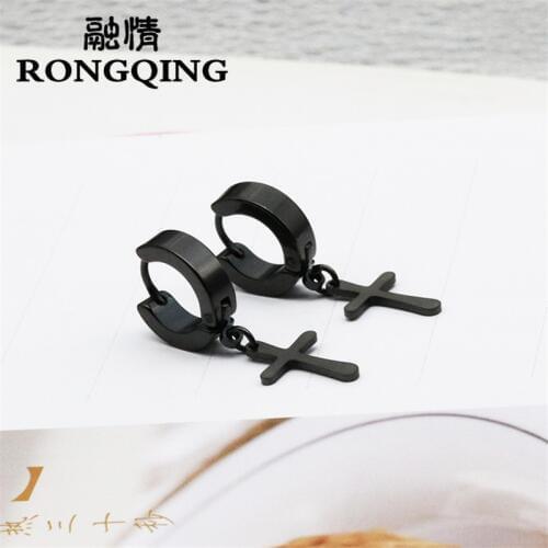 RONGQING 10pairs/lot Stainless Steel Earrings Geometric Hexagram Cross Pendant Dangle Earrings for Women
