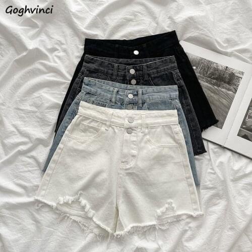 Shorts Women Denim Summer Korean Style Design Fashion High Waist Tassel Ripped Hole Wide-leg Trousers Casual All-match Loose Ins