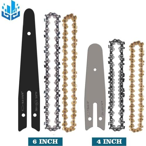 4 /6 Inch Mini Steel Chainsaw Chain Gold / Silver Chain Electric Pruning Saw Accessory Garden Tool Replacement Chain
