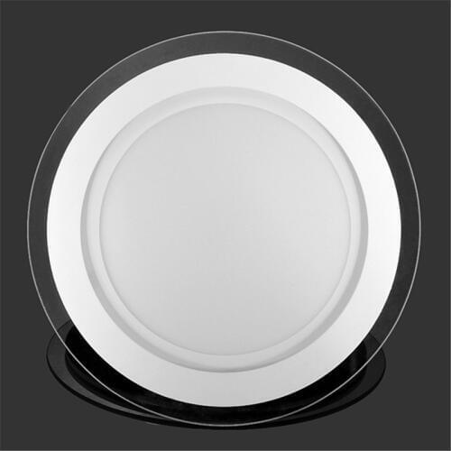 24W Glass LED Panel Light Recessed Ceiling Downlight Round Shape Cutting Hole 205mm Recessed Lighting Lamp Indoor Lighting