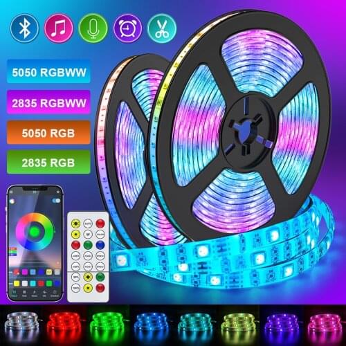 Bluetooth Led Strips Lights 2835 5050 RGBWW Led Lights Flexible Ribbon Waterproof Tape Diode Phone APP Control With Adapter Set