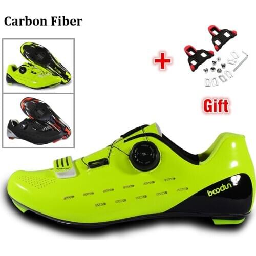 Boodun Sapatilha Ciclismo Carbon Fiber Road Bicycle Shoes Self-Locking Ultralight Breathable Waterproof Non-Slip Cycling Shoes