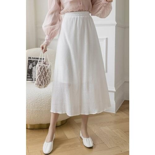 Long Tulle Midi Skirts Womens 2021 Summer Elastic High Waist Mesh Tutu Pleated Skirts Female Long Skirt Streetwear