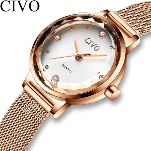 CIVO 2021 Luxury Casual Watches Ladies Waterproof Mesh Watchband Quartz Watch Ladies Wristwatches Gift For Wife Relogio Feminino