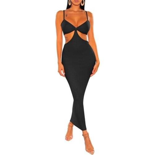 Holiday Knitted Maxi Dresses for Women Summer 2021 Elegant Sexy Party Cut Out Backless Bodycon Dress Streetwear Vestidos