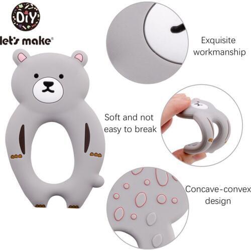 LetS Make 1Pc Silicone Bear Infant Teething Toy Baby Newborn Gift For Pacifier Chain Organic Silicone Pendant Baby Teether Toys