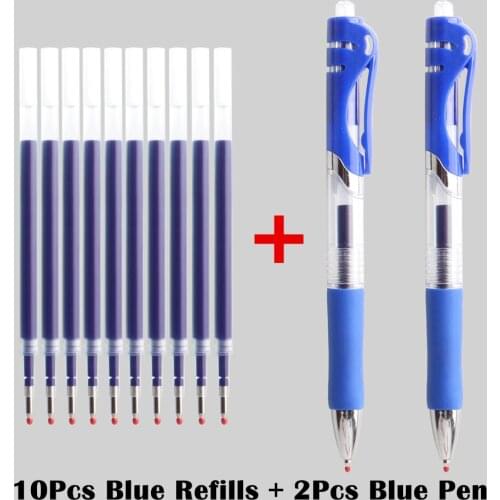 10 Pcs Refill +2 Pcs Gel Pens Signature Pen Calligraphy Pen 0.5mm For Kids Students Writing Office School Supplies Stationery