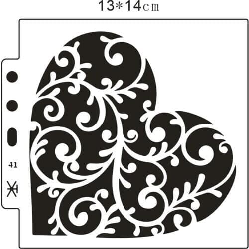 13*14CM Love vine plastic mold shield DIY cake scrapbook stencils hollow Embellishments printing lace ruler Cover templat
