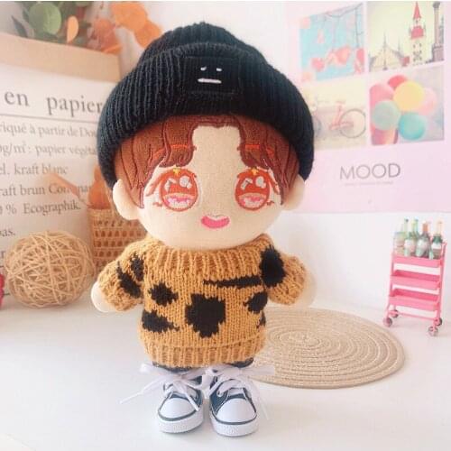 20cm Leopard Print Replaceable clothes Doll Knitted hat sweater Pants Sean Xiao dolls Clothes Childrens Christmas toys gifts