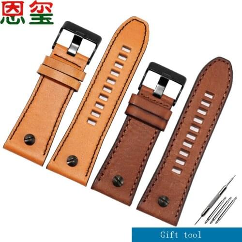 22 24 26 28mm Genuine Leather Watchbands Substitute Diesel DZ4476 4482 DZ7408 DZ7406 4323 Retro Cow Leather Watch Chain