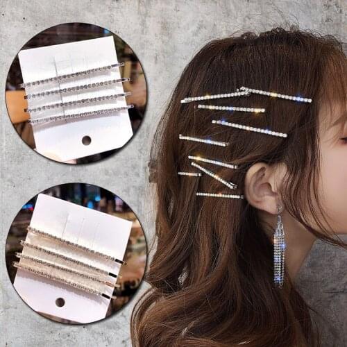 4 Pcs/set Rhinestone Hairpin Set Women Bangs Word Folder Side Clip for Women Girl Hair Clip Shiny Haripins Barrette Jewelry