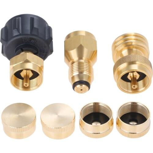 7Pcs/set Propane Refill Adapter & Steak Saver Gas Grill Adapter for LP Gas Cylinder Canister Filler Coupler w/ Propane Tank Cap