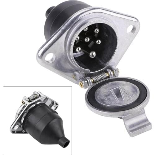 Aluminum Metal 24v Trailer Female Socket 7 Pin Type Camp Towing Adapter Male Plug Car Accessories 7 Way Connector Truck Lorry
