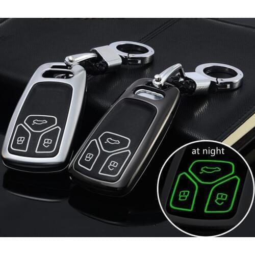 Car Galvanized Alloy+TPU Key Cover Shell Case For Audi New Q7 TT A4 B9 A7 TDI Quattro TTS Sline Smart Keyless Key Accessories
