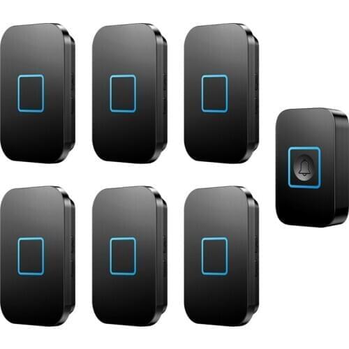 Home Welcome Wireless Doorbell Waterproof 1 Button 6 Receiver 300M Remote US EU UK AU Plug Home LED Light Door Ring Bell Chime
