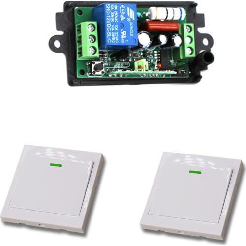 Wireless Remote Switch Remote Control Switch Light Switch 220V 10A Receiver +2pcs Wall Transmitter Learning Code 315/433Mhz