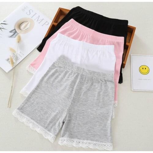 Girls Safety Shorts Summer Anti-Glare Modal Pants Solid Color Childrens Lace Leggings Cute Baby Girl Short Soft Infant Briefs