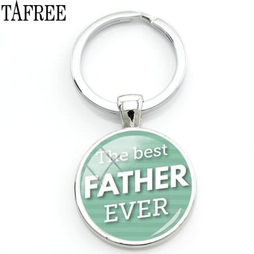 TAFREE The best FATHER EVER Keychain Classy Charm Key Chain Simple Style Keychain Elegant Father Day Present Gift Jewelry FQ933
