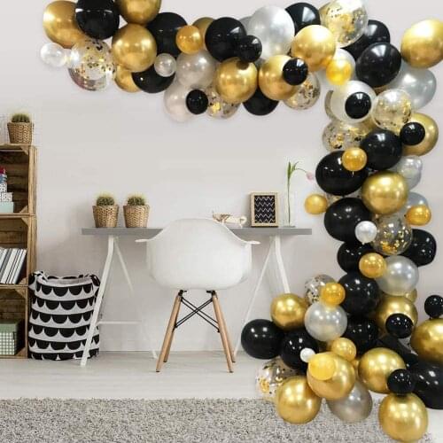 Black Gold Balloon Garland Arch Kit Confetti Latex Balloon Tape Strip Dot Glue Party Graduation Wedding Birthday Baby Shower